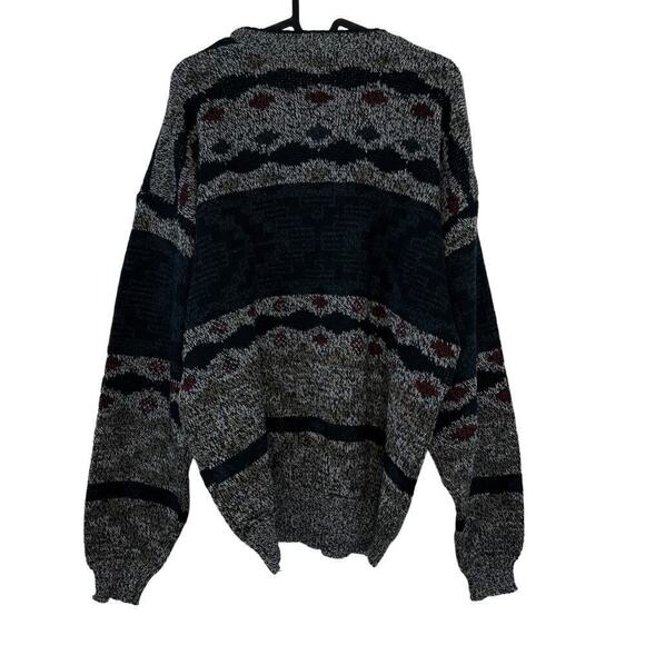 Vintage City Streets Pullover Tribal Pullover Grandpa Knit Sweater Size Large - Picture 2 of 5